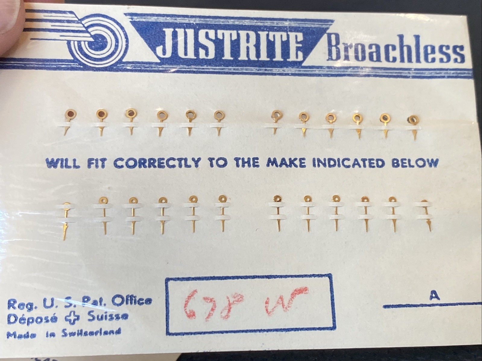 Vtg Ladies Waltham 678 Watch Hands Gold & Blue JUSTRITE BROACHLESS Switzerland