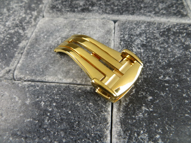 New 18mm Deployment Buckle 316L Stainless Clasp Polish Gold Plate Seamaster