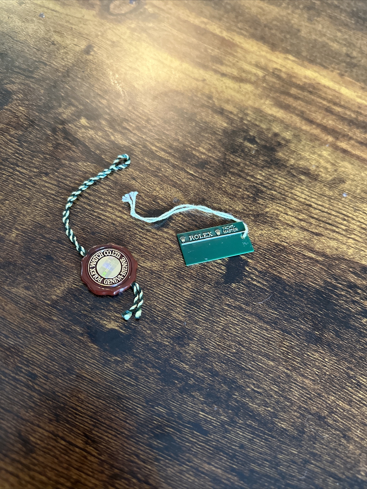 ROLEX YACHT-MASTER 16623 GOLD STEEL WATCH GREEN HANG TAG & CERTIFIED SEAL SET