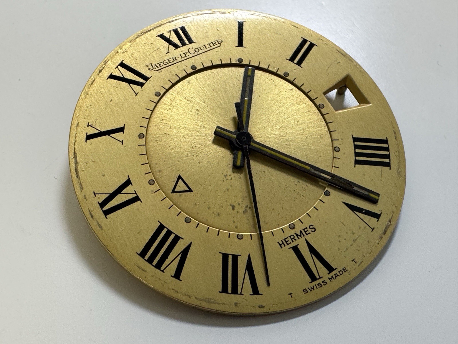 jaeger lecoultre x hermes swiss made alarm dial roman numerals rare collectible