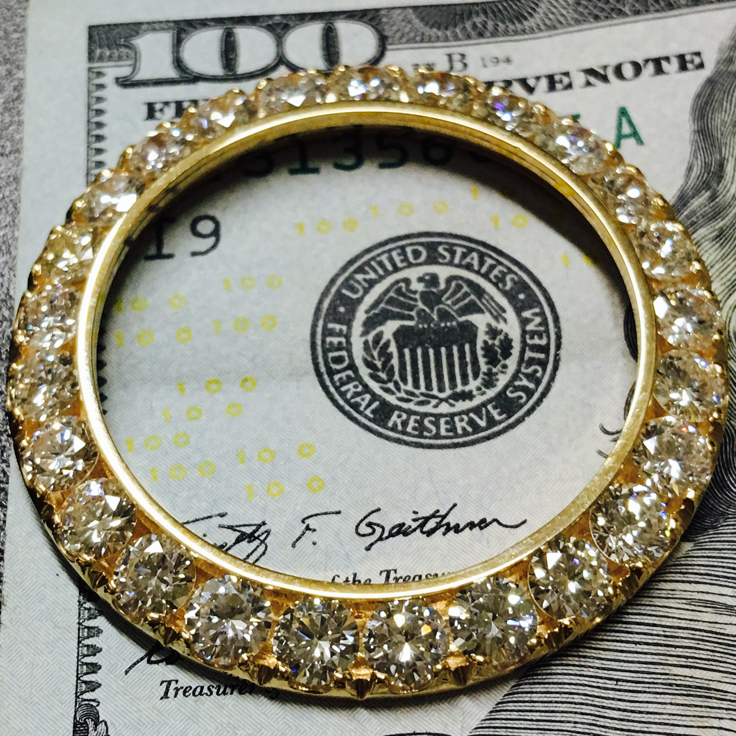 10.11CT CUSTOM VS-H ENHANCED DIAMOND BEZEL FOR MENS ROLEX DAY DATE II 14k Y GOLD