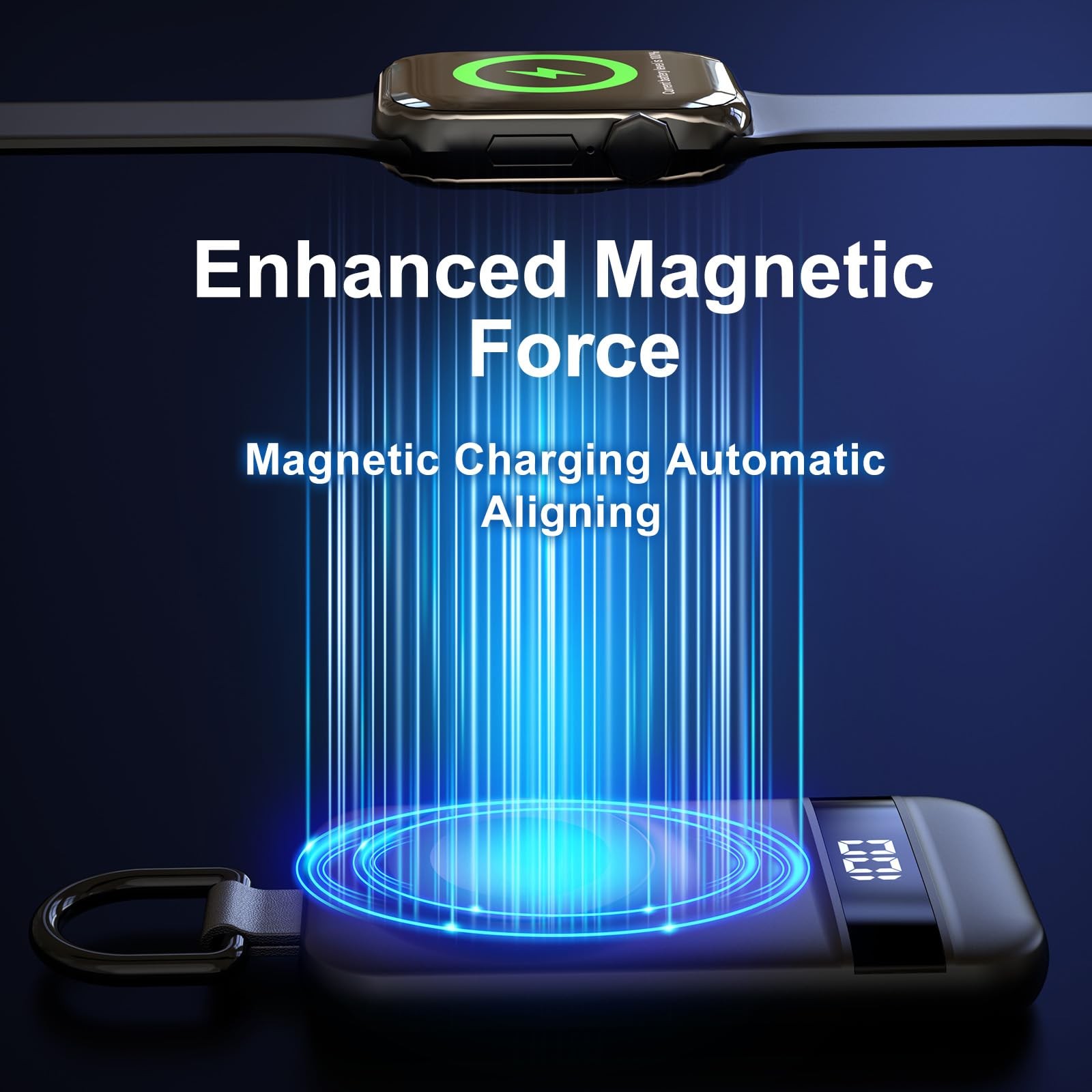 5W Fast Portable Charger for Apple Watch, 2500mAh & Digital Display – Magneti…