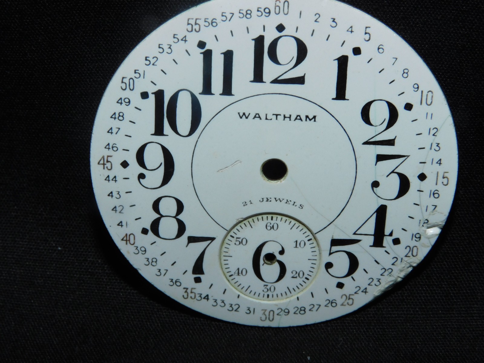 VINTAGE WALTHAM RAILROAD 21 JEWELS POCKET WATCH ENAMEL DAIL ONLY-FREE SHIPPIN