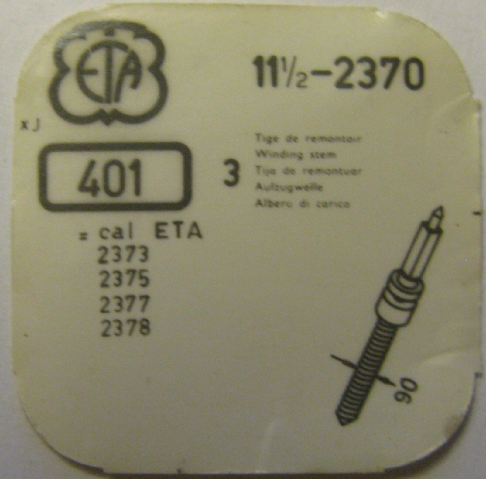Eta 2370 2372 2373 2375 2378 winding Stem # 401 Watch Part