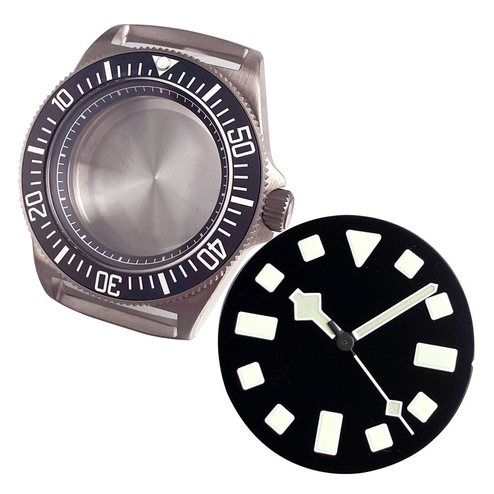 Fit NH35/ETA 20ATM Diver Frog Titanium Case Unidirectional Bezel Steel Back Dial
