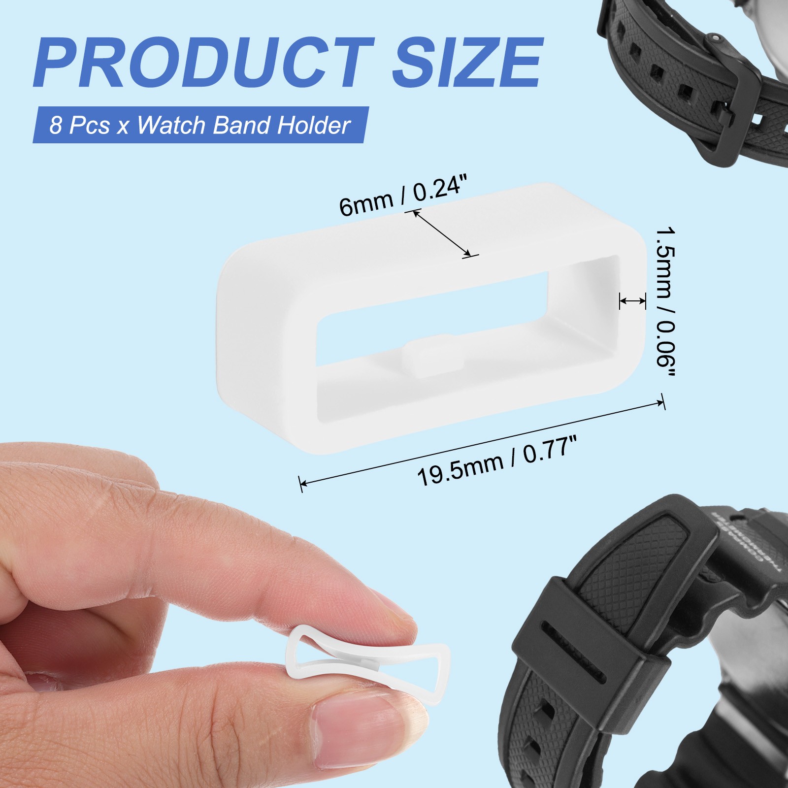 8 Pcs Watch Band Holder Loop, 16mm Universal Watch Replacement Band, White