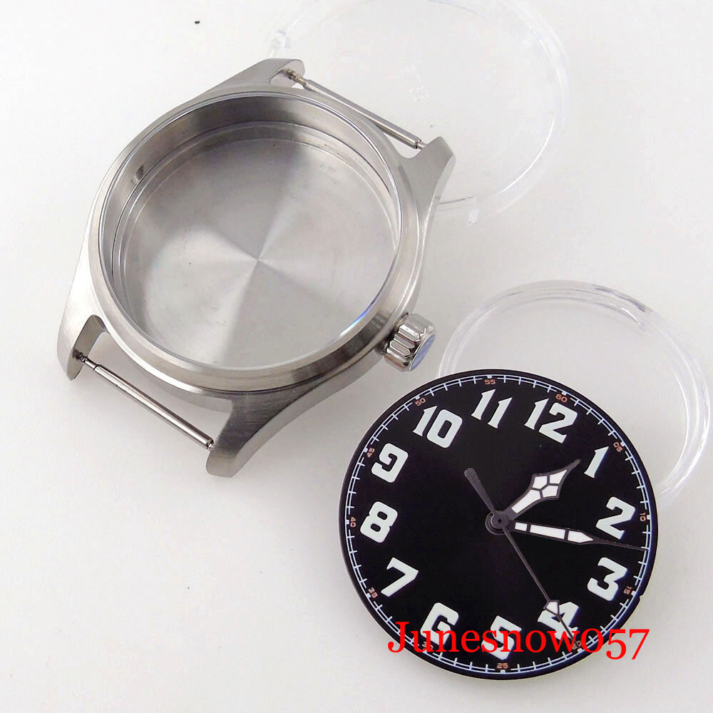 39MM Brushed Watch Case Fit NH35/NH36 PT5000 Stainless Steel Watch Hand Dial Set