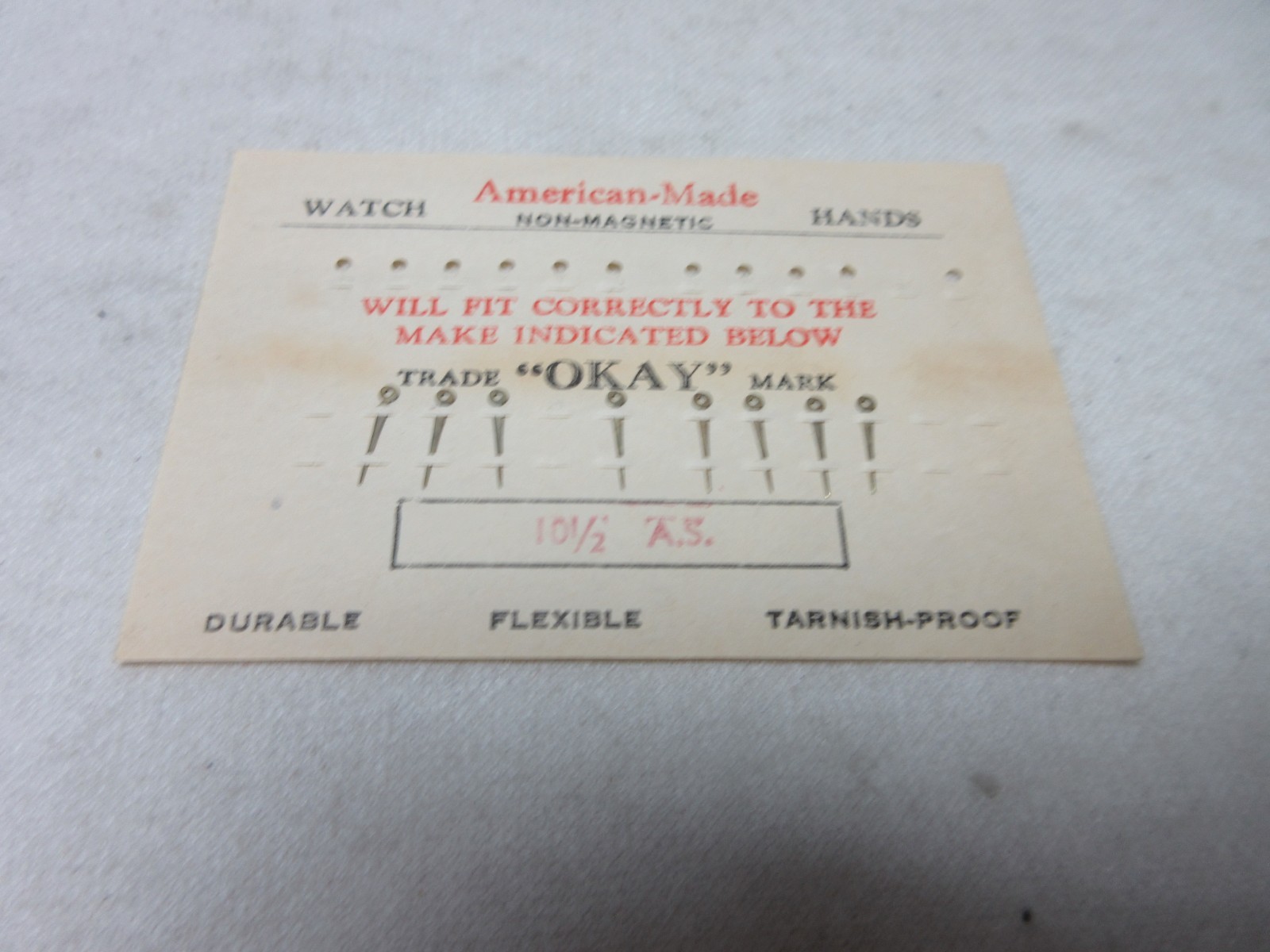 AMERICAN MADE WATCH HANDS 10 1/2 AS WATCHMAKER REPLACEMENT PARTS #227