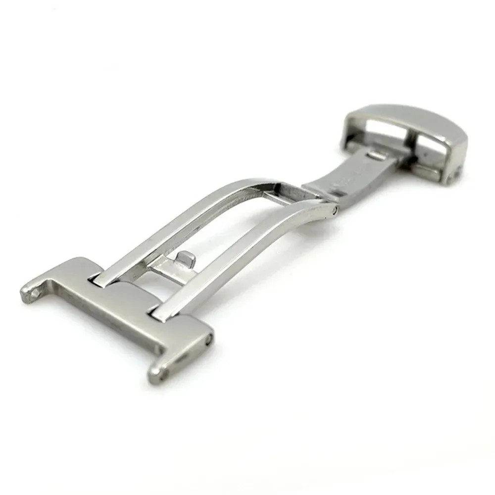 14-22mm Solid Stainless Steel Butterfly Deployment Clasp Silver Watch Buckle