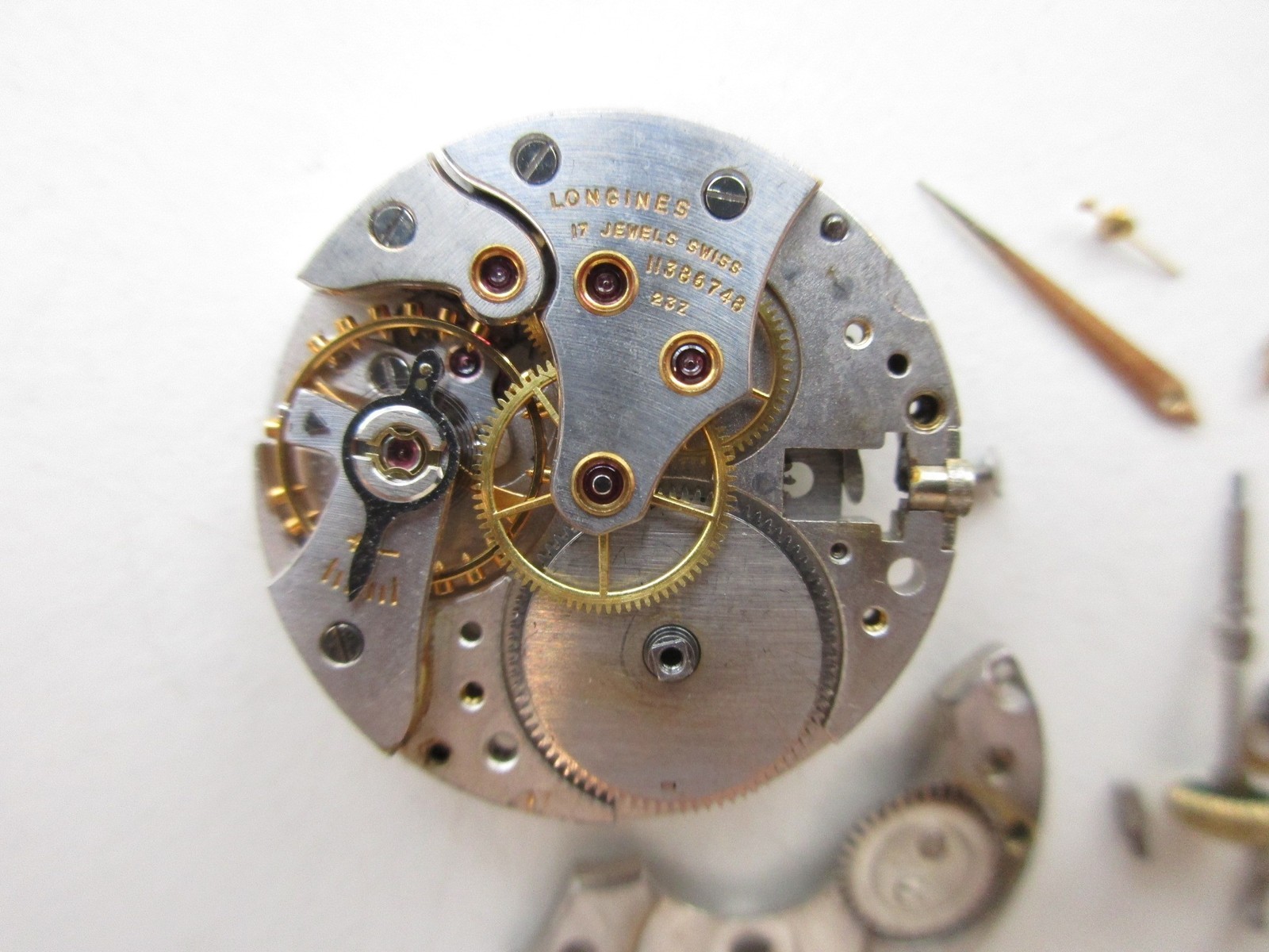 Longines cal. 23Z Swiss disassembled watch movement – balance moves – for parts