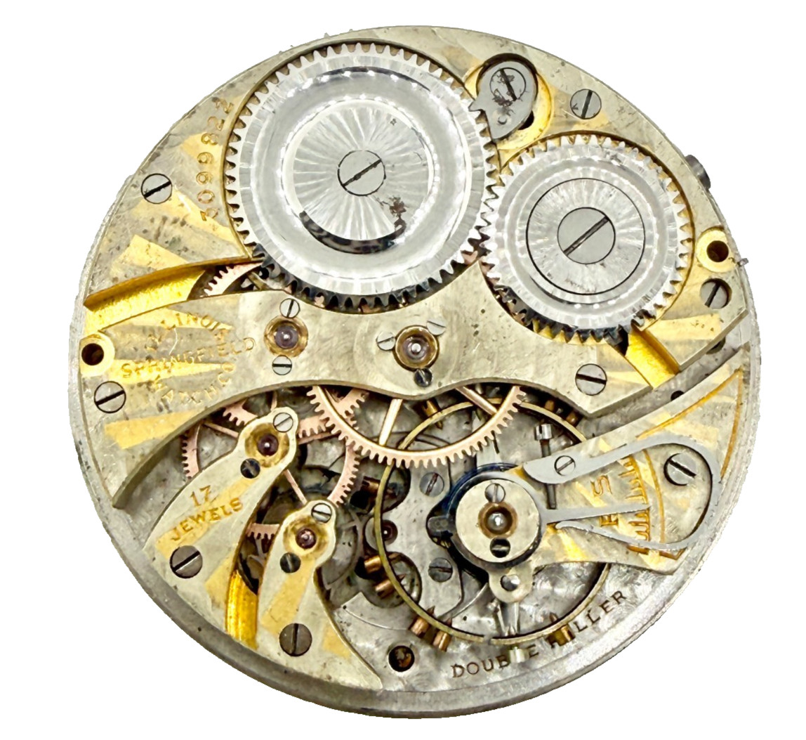 Antique 1917 Illinois Grade 44 12s 17j Pocket Watch Movement Dial/Hands
