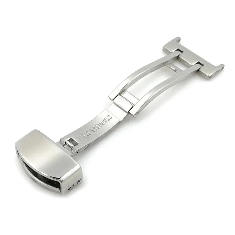 14-22mm Solid Stainless Steel Butterfly Deployment Clasp Silver Watch Buckle