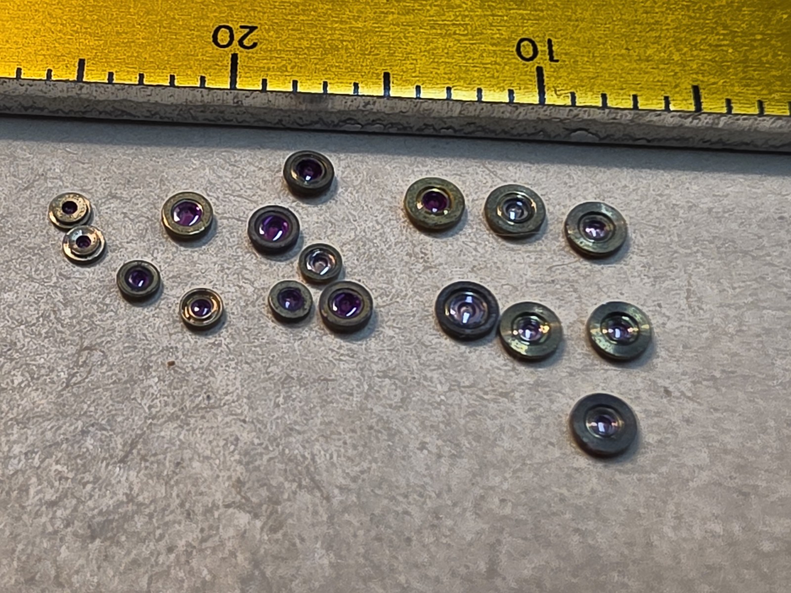 Lot Of 17 Elgin Bracelet Watch Balance Hole Jewels With A Mix Of Sizes