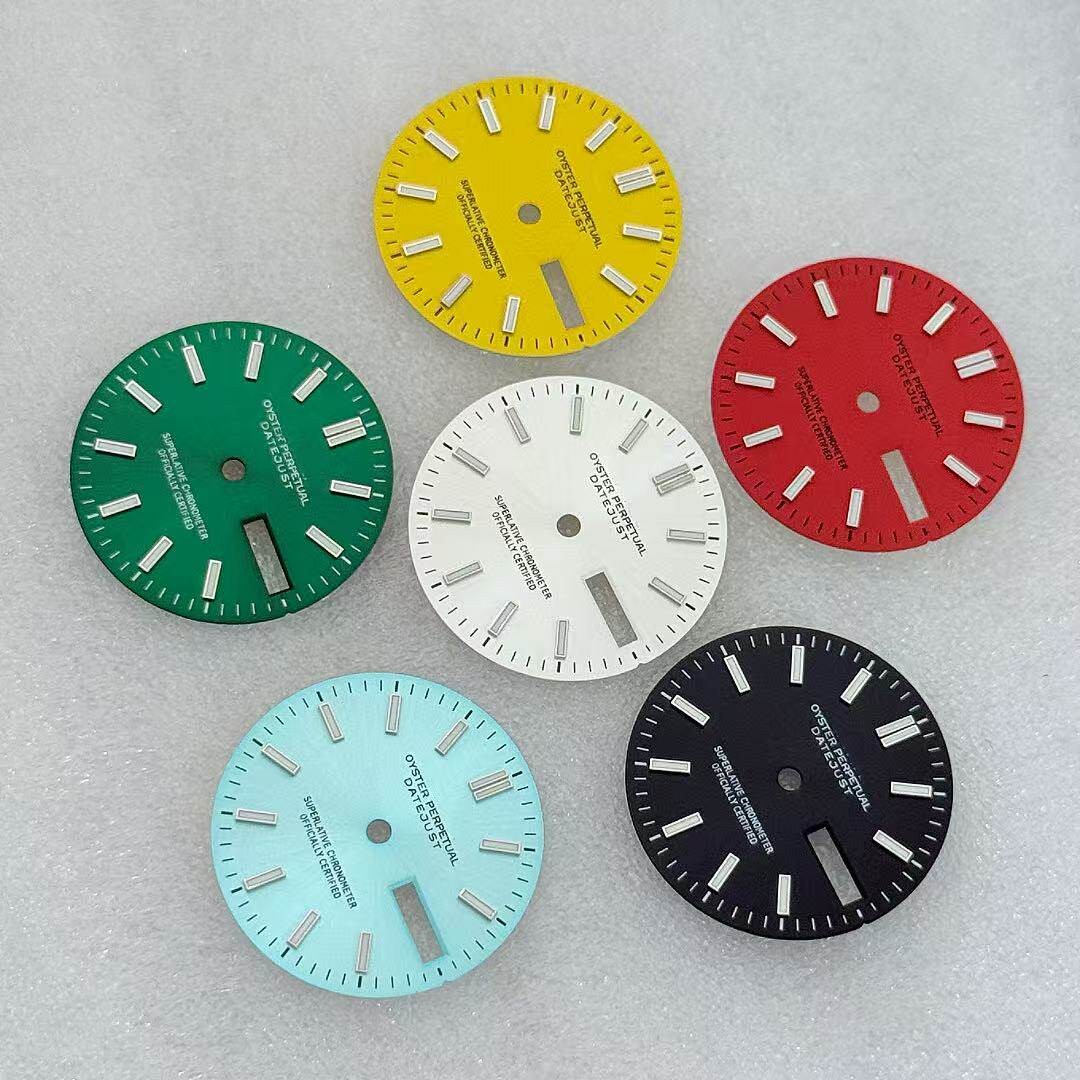 28.5Mm Dual Calendar Watch Dial Green Luminous for Nh36 Movement Watch Parts