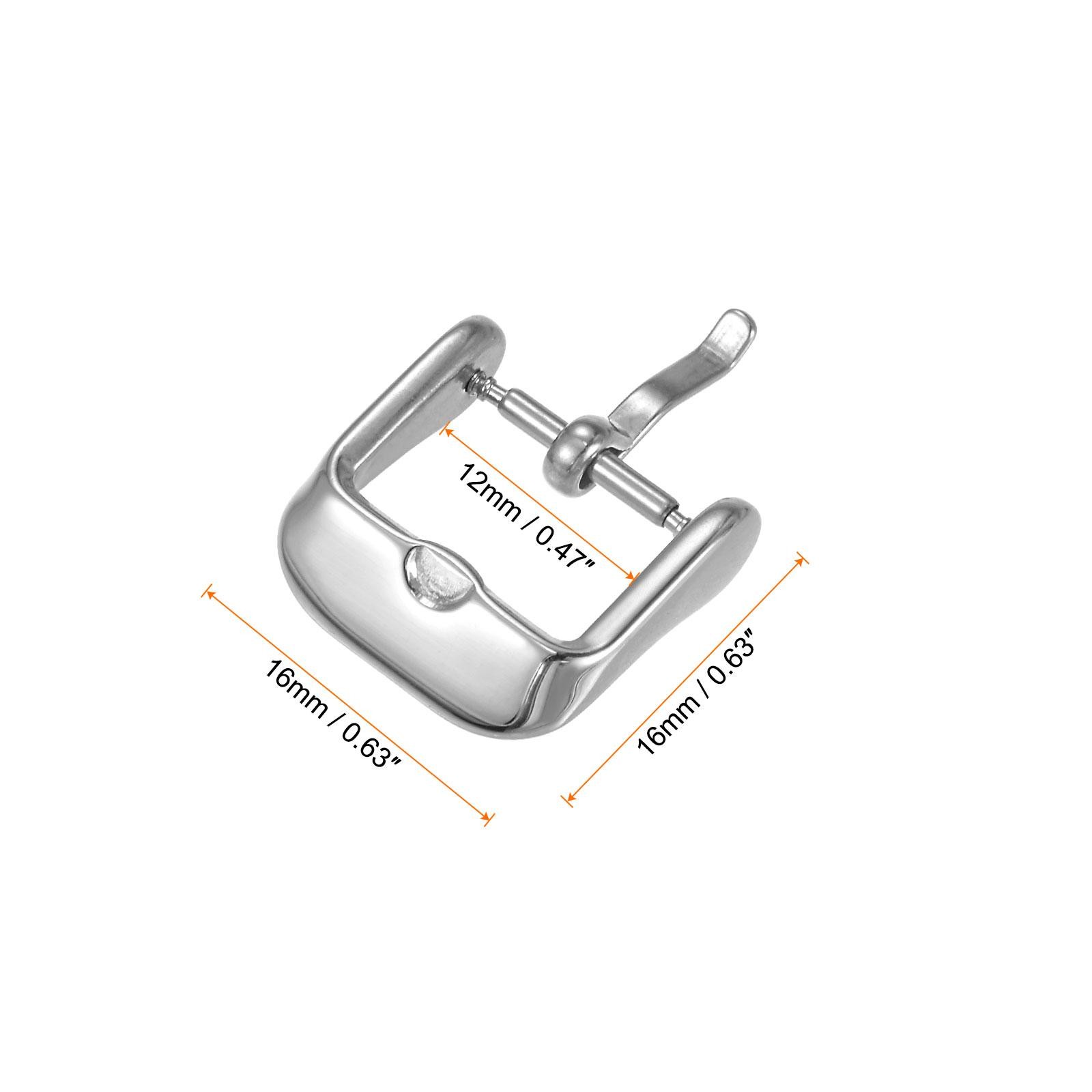 SUS316 Polished PVD Watch Buckle for 12mm Width Watch Bands Silver Tone