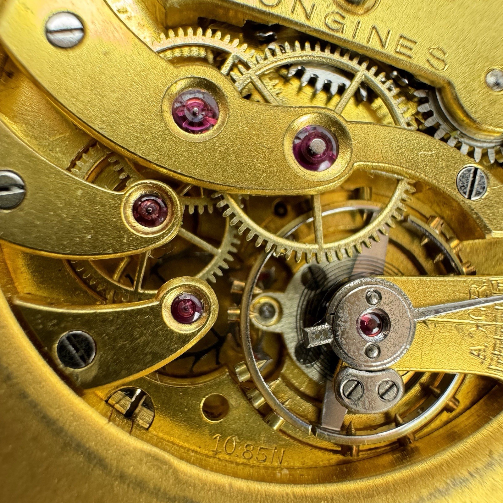 Longines Pocket Watch Movement 12s, 40.5mm 1916 Good Balance Parts Repair (918)