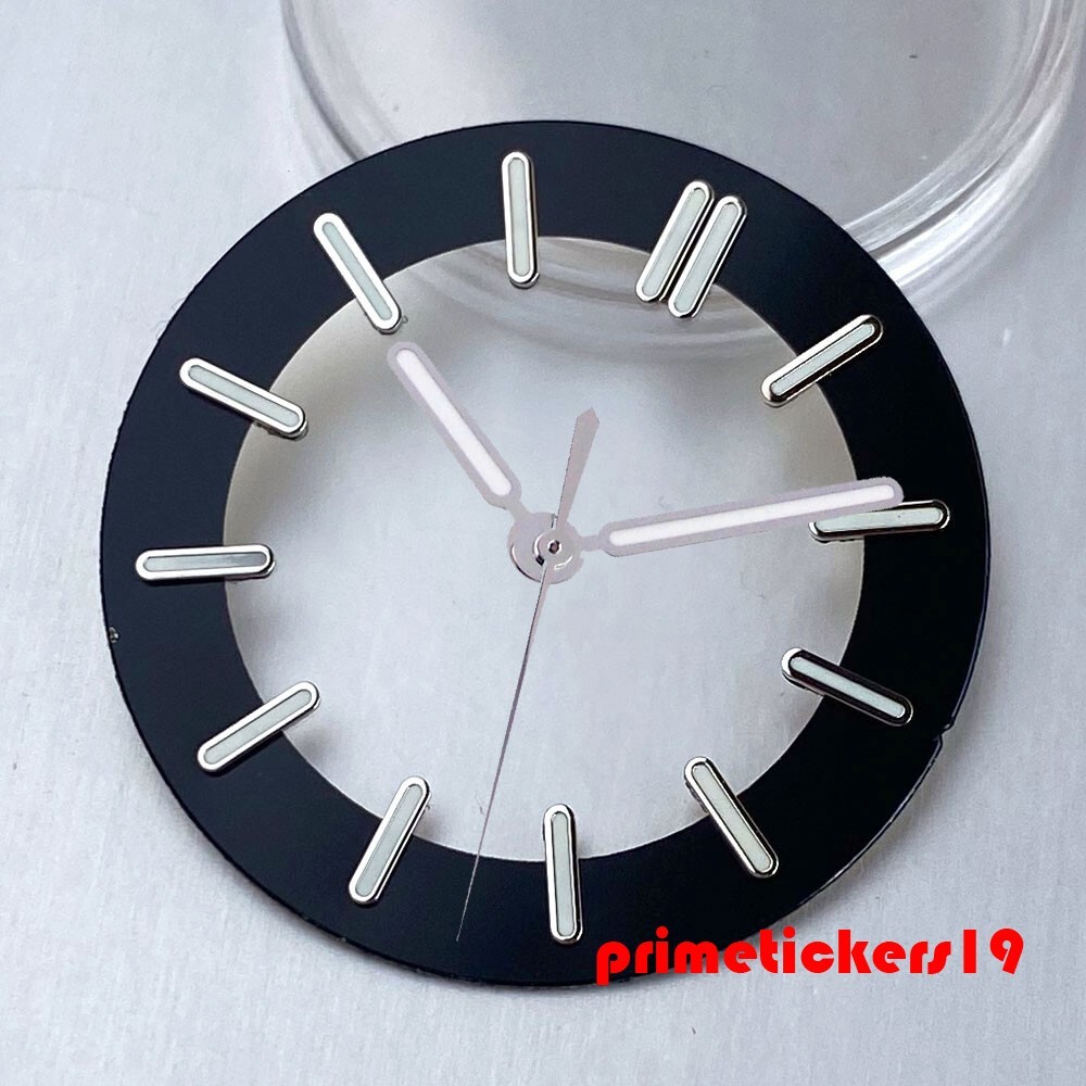 Fit NH70 NH72 NH35 Skeleton Hollow 29mm Watch Dial+Hands Black/White Face Parts