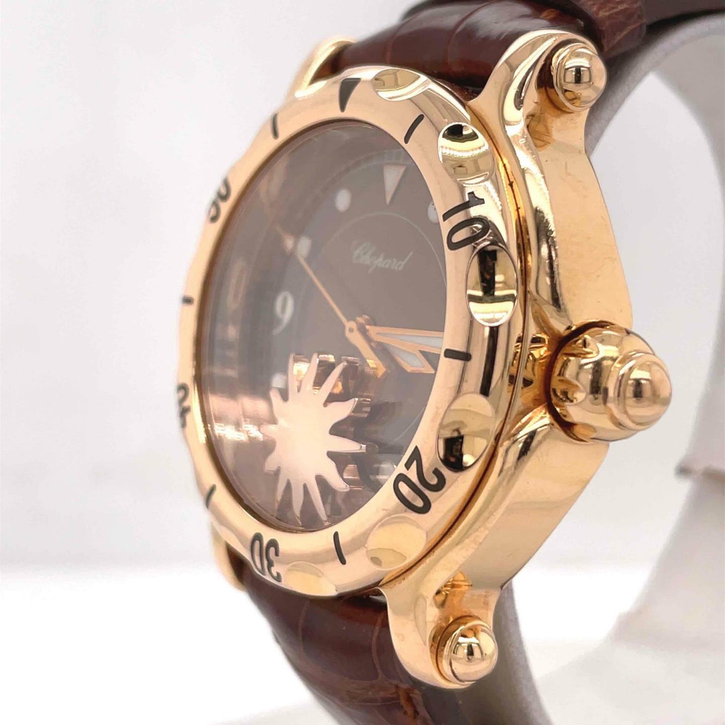 Chopard Happy Sport Sun Quartz 37 mm 18k Rose Gold Brown Dial Ladies 283578-5001