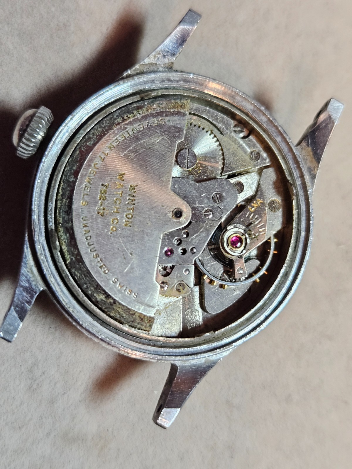 Vintage Helzberg Time-O-Matic Military Dial Auto Watch – Good Bal – Not Working