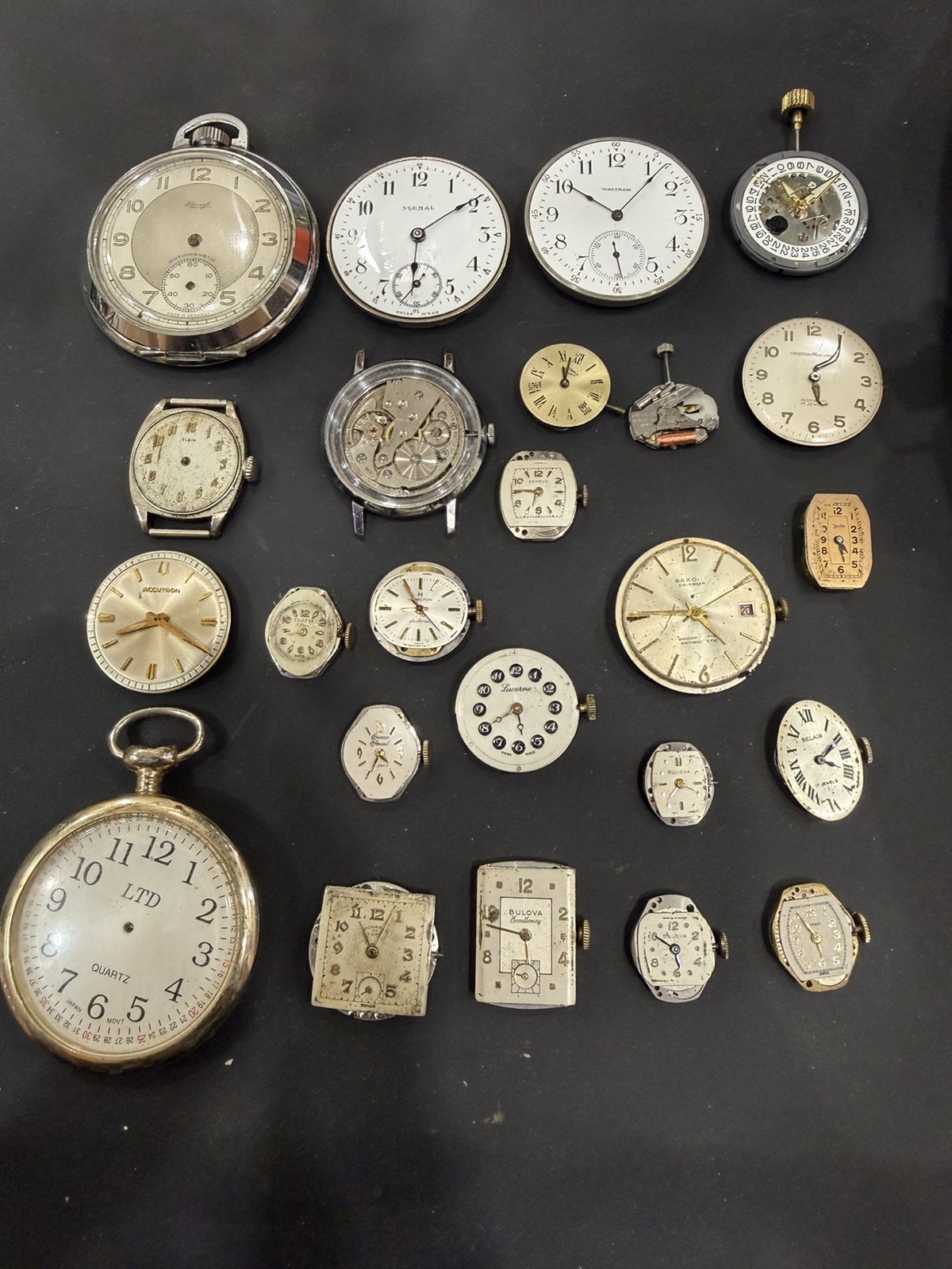 Watch Lot Movements Dials Parts Repair – Bulova Elgin Waltham Accutron