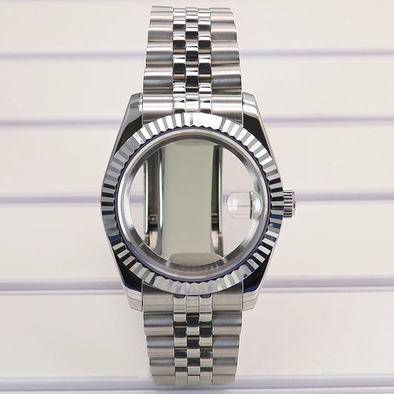 Fluted 36/39mm Watch Case Sapphire Crystal For NH35 NH36 NH38 Miyota 8215