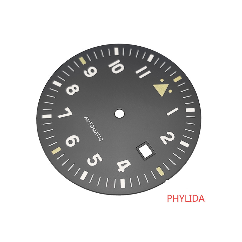 Super Green Lume 35.5mm Pilot’s Watch Dial Fit Miyota8215 DG2813 ETA2824 Mov’t