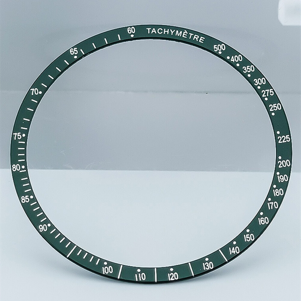 38.5mm Aluminum Alloy Green Ring+White Font Watch Bezel for Omega Speedmaster