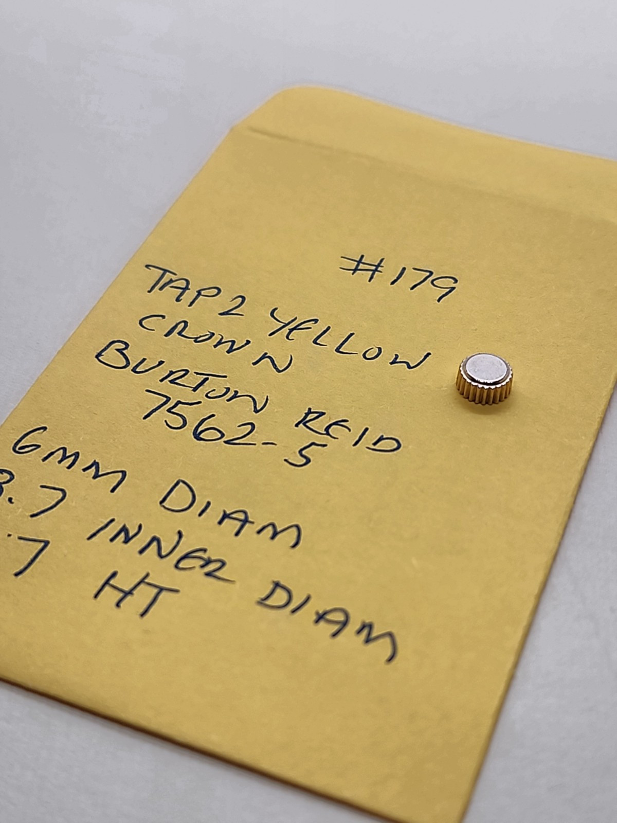 NOS Tap 2 Yellow American Pocket Watch Crown 6mm Diameter