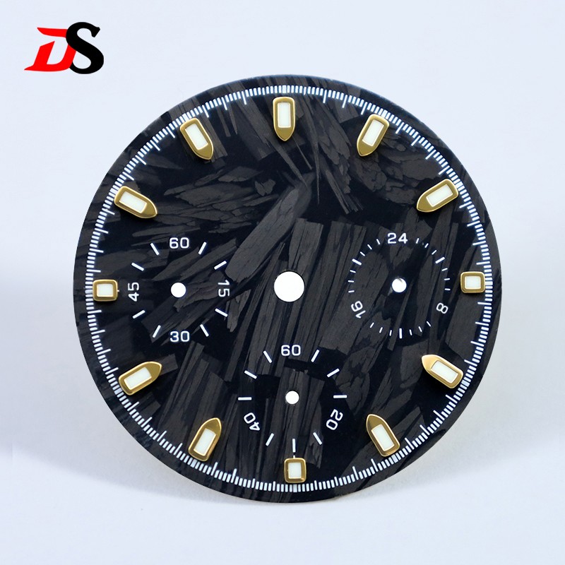 DS 29.5mm Dial Carbon Fiber Dial Blue Lume for VK63 Movement Black Lume Custom