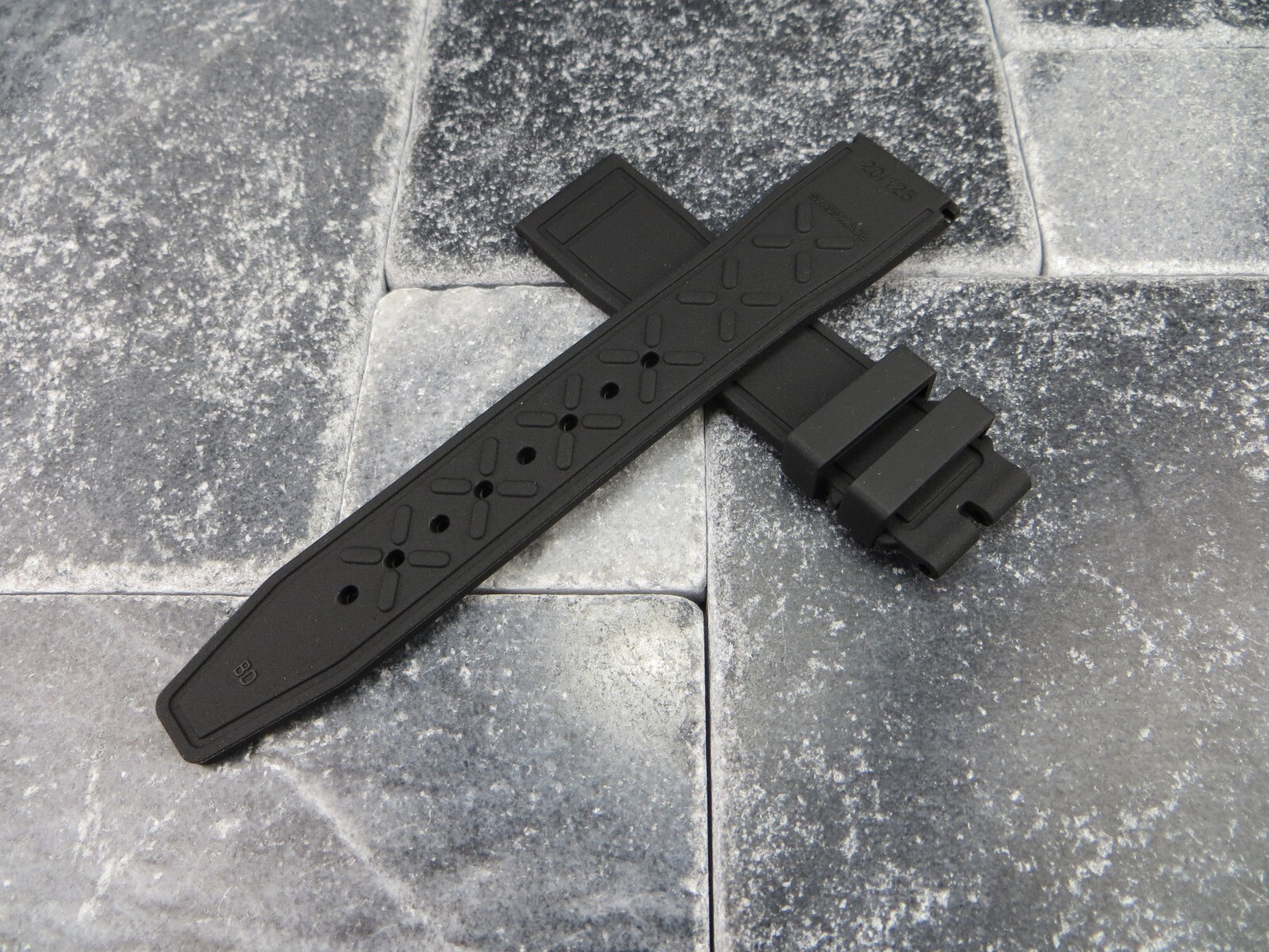 New 20mm Genuine Rubber Strap Black Diver Watch Band for IWC PILOT Portugieser R