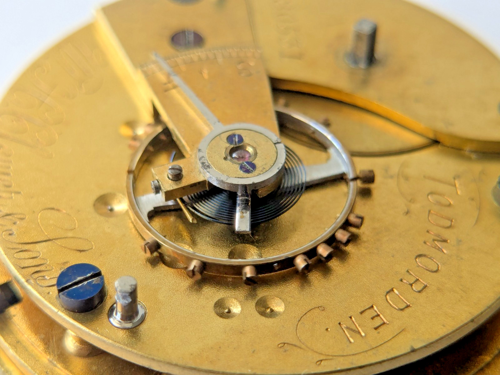 Antique W.H. Clever & Sons Todmorden English Pocket Watch Movement Dial 46mm F16