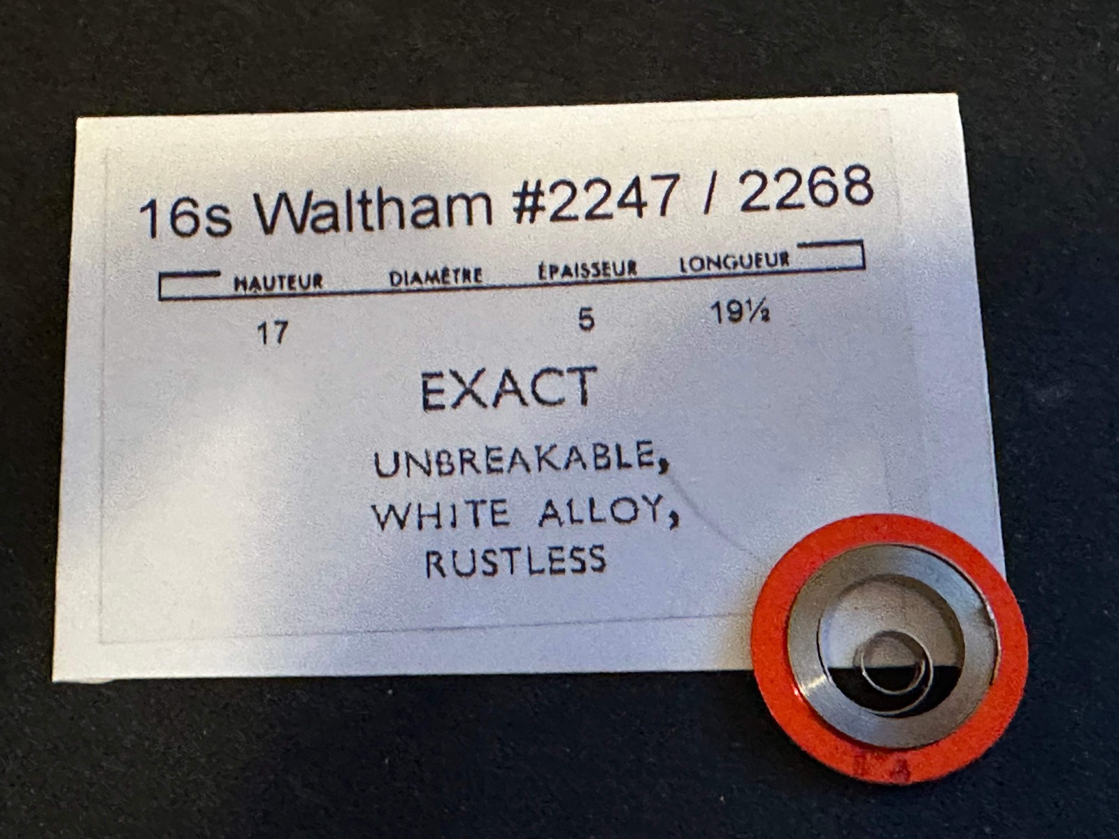 Waltham Mainspring for 16s Model 1945 No. 2247 / 2267 (EXACT) – Alloy