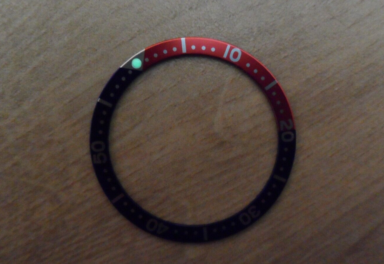 Flat Aluminum Pepsi Bezel Insert for Seiko SKX SRPD Bezel Blue Red+Adhesive Ring