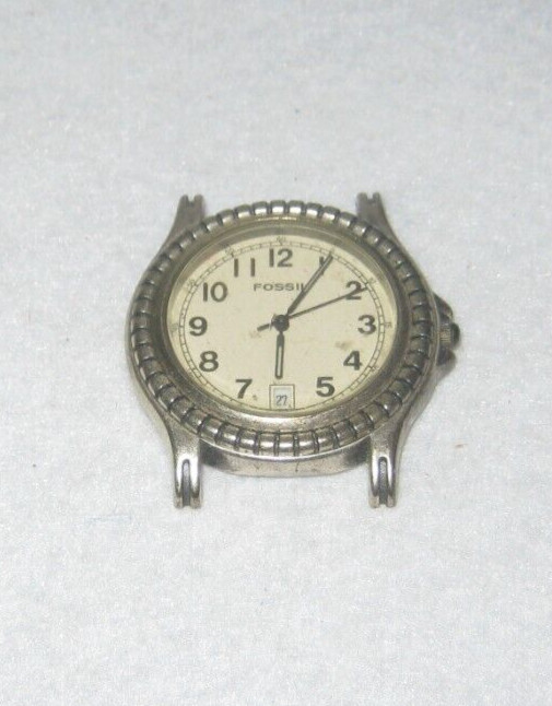 Non-Working Fossil Un-Sex Watch (Face Only) – Silver – #EC-6853 – From 1990’s