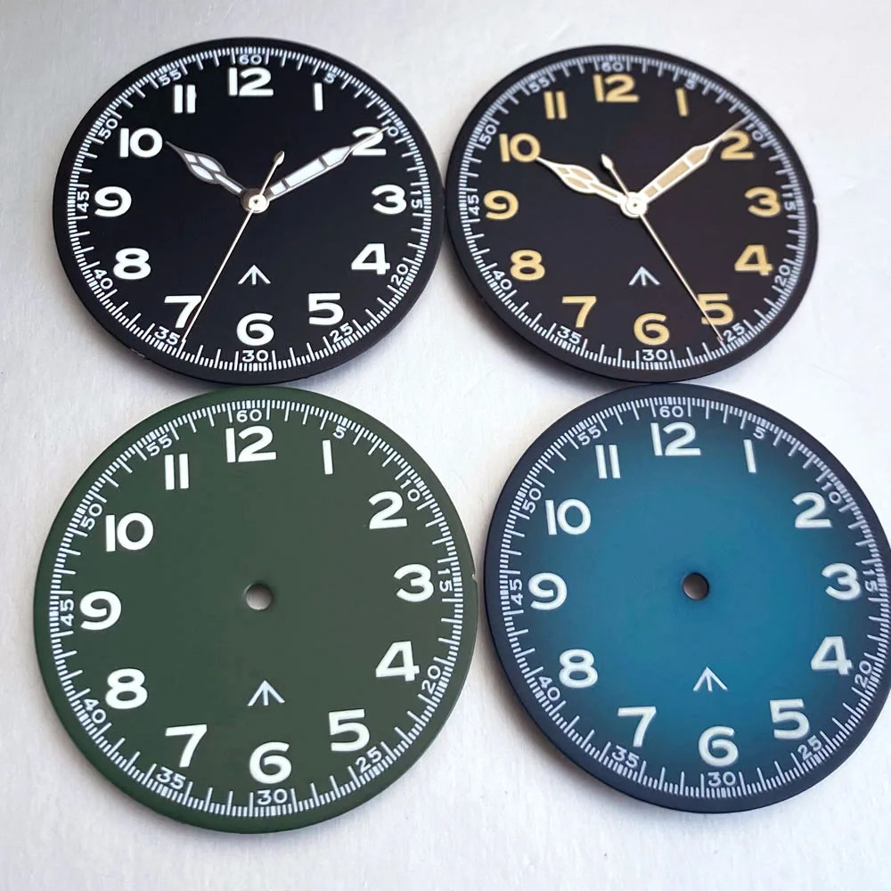 Tandorio 33.5mm Vintage Pilot Watch Dial Face For NH35/PT5000/Miyota 8215/VH31 B