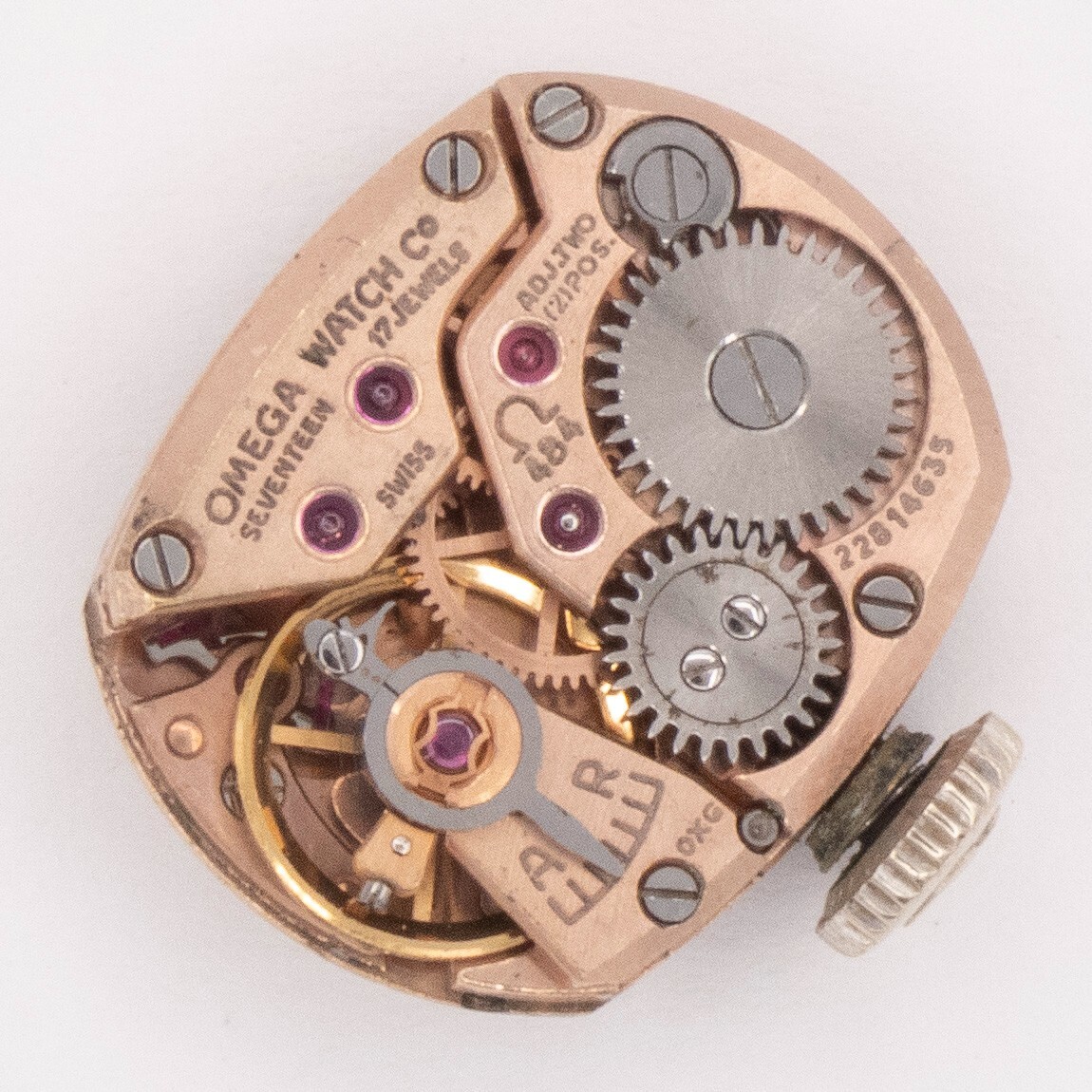 Vintage Omega Caliber 484 17-Jewel 2-Adjustment Wristwatch Movement, Runs