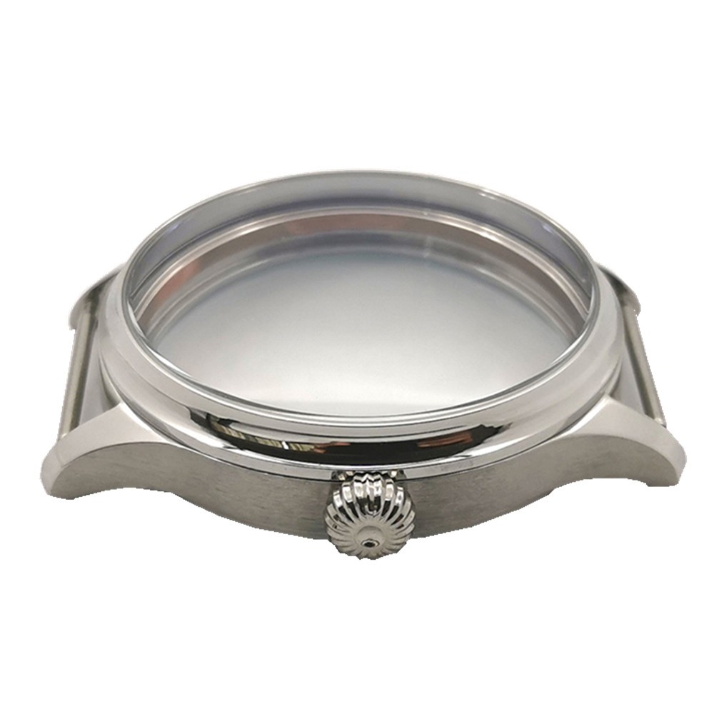 Silver 44mm Stainless Steel Watch Case For ETA6497/6498 Movement Replacement aa