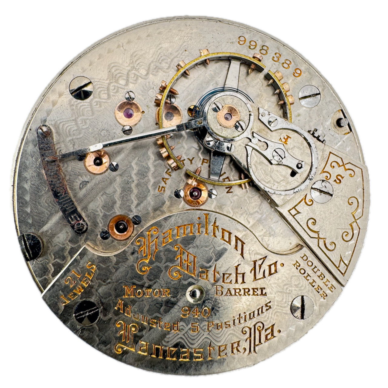 Antique 18s 1915 Hamilton 21j Mechanical Railroad Pocket Watch Movement 940 USA