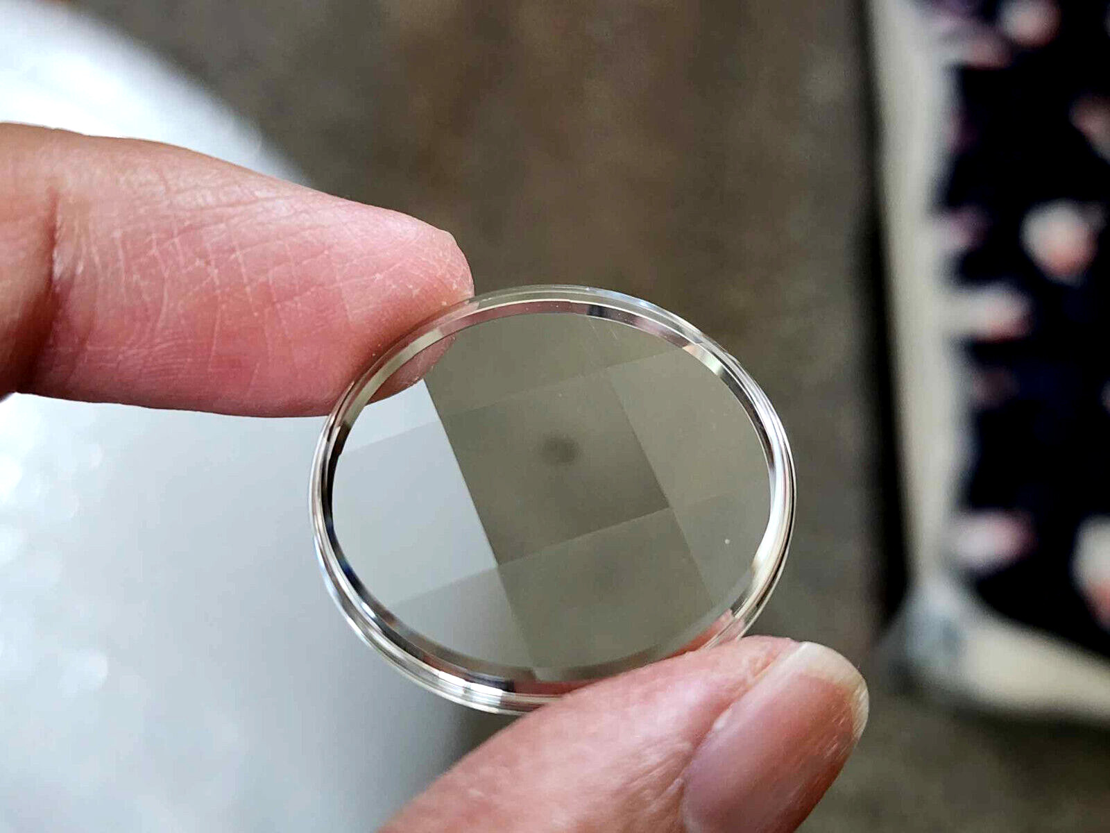 Citizen Seiko 31mm Faceted Plexiglass Crystal With Chrome Tension Ring.