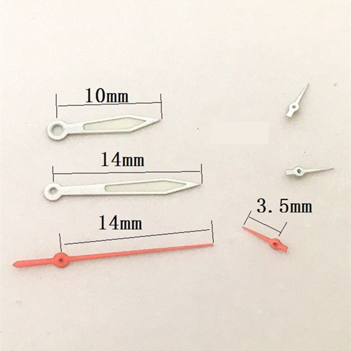 14mm Arrow Shape Silver Trim Green Lume Watch Hands for VD53 VD54 VD57 Movement