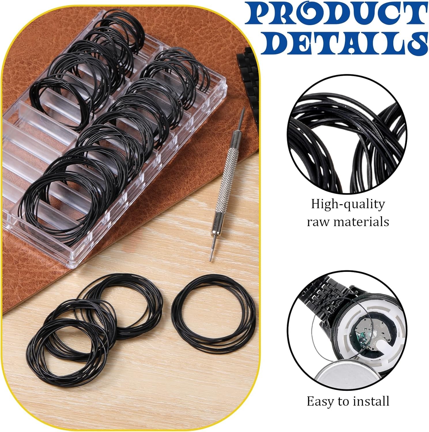 200pc Watch Gasket Kit 0.5/0.6mm Rubber O-Ring Waterproof Back Seal 16-30mm Set