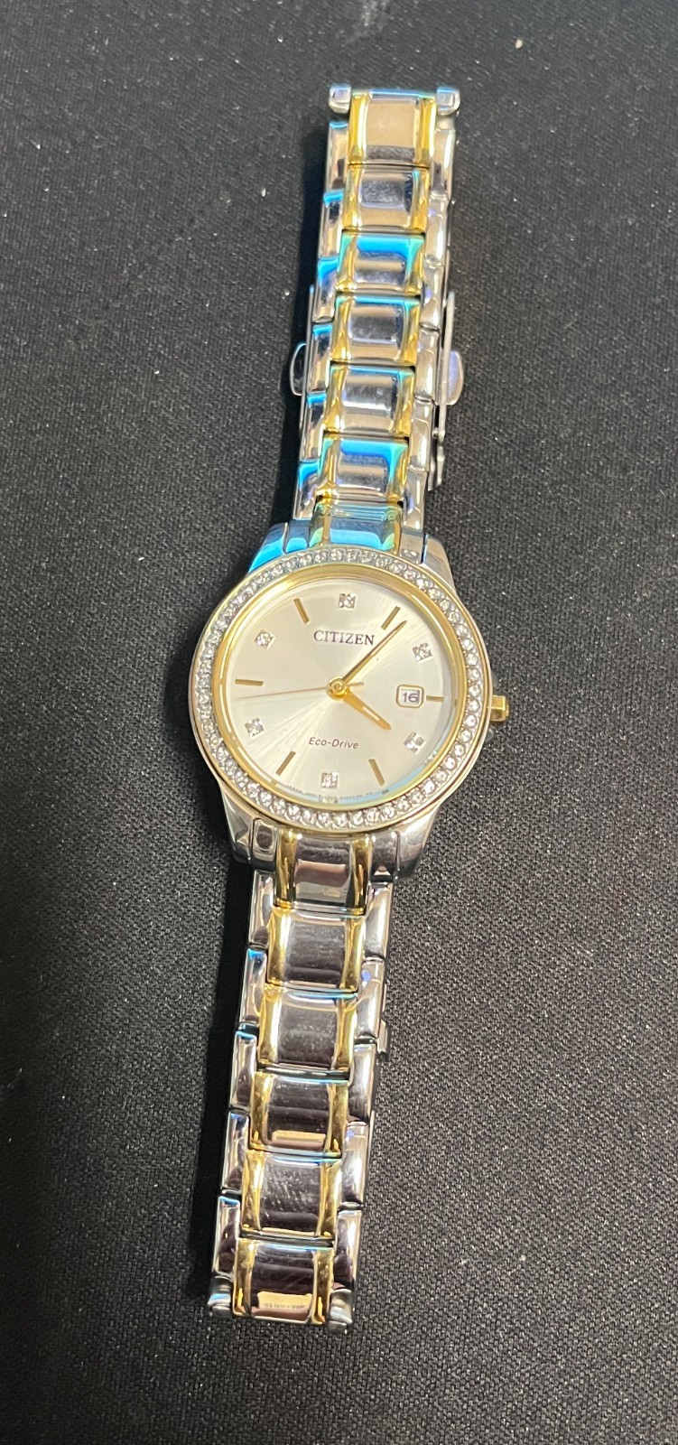 CITIZEN ECO DRIVE SOLAR REGENT WOMEN’S DIAMOND ACCENT MOTHER OF PEARL CRACELET