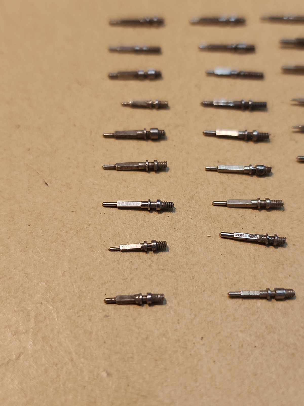 Lot Of 56 Mixed Wristwatch Winding/Setting Stems-Variety Of Types And Tap Sizes