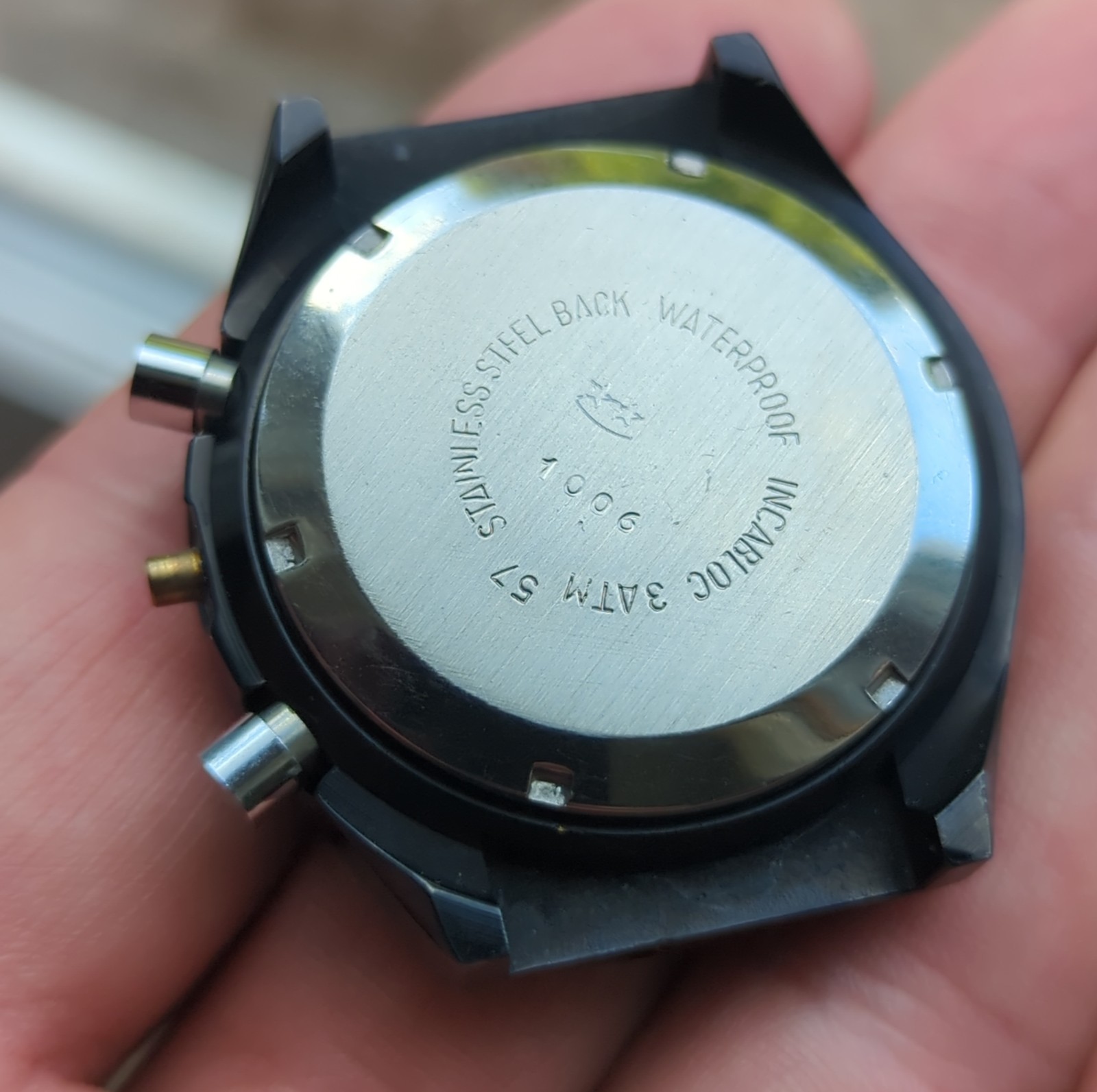 Valjoux Chronograph PVD Black Watch Case For Movement Rehoming 1970s (BS12)