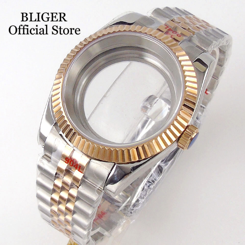 36MM 39MM Silver Rose Gold PVD Watch Case fit NH35 NH34 PT5000 Jubilee Bracelet