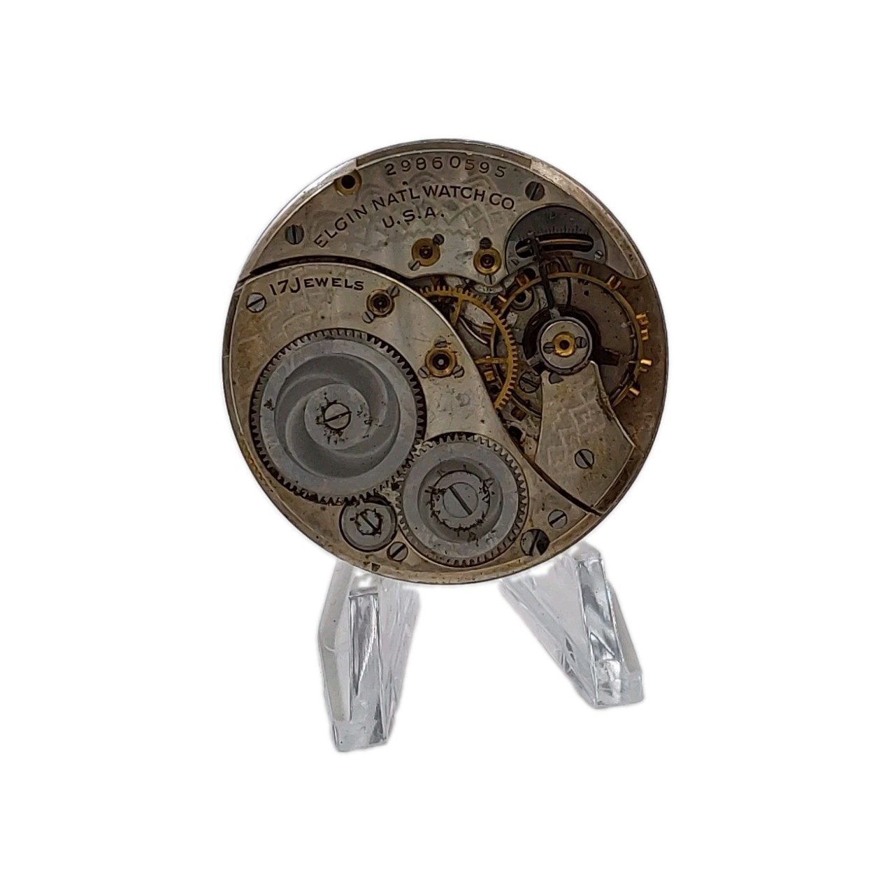 Elgin 345 12s Movement Sunk Metal Dial Pocket Watch Parts 2104