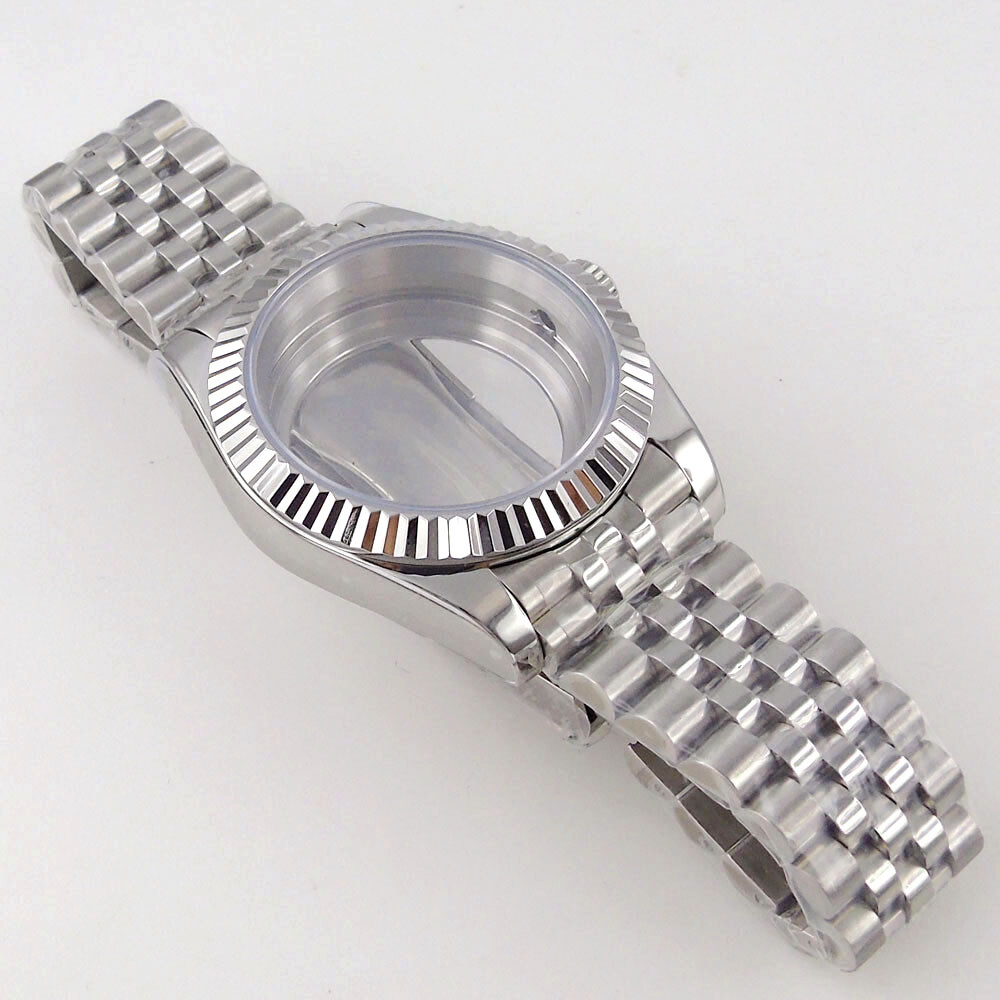 36mm 39MM Sapphire Glass Watch Case Small Endlink Bracelet Fit NH34 NH35 2824