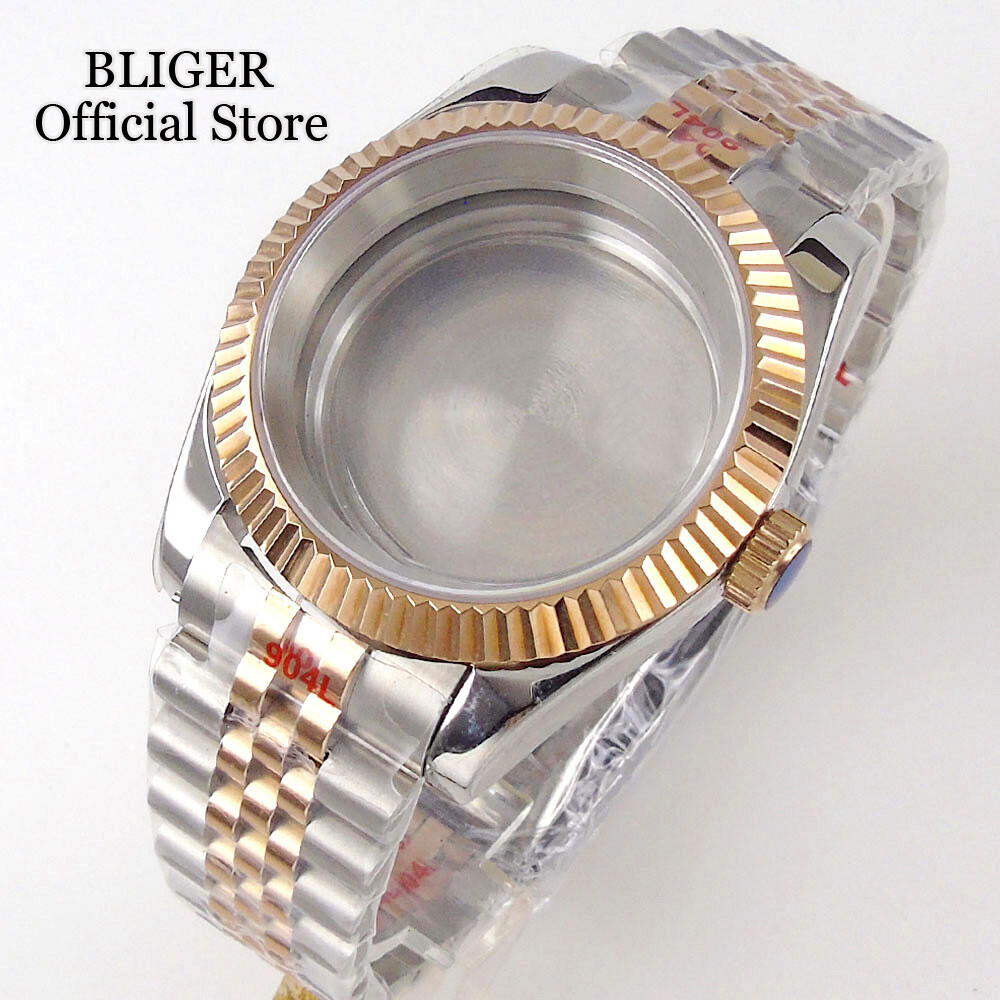 36MM 39MM Silver Rose Gold PVD Watch Case fit NH35 NH34 PT5000 Jubilee Bracelet