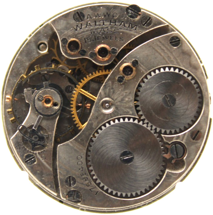 1908 WALTHAM POCKET WATCH MOVEMENT 17595400 GRADE 165 0s 15j (OO)