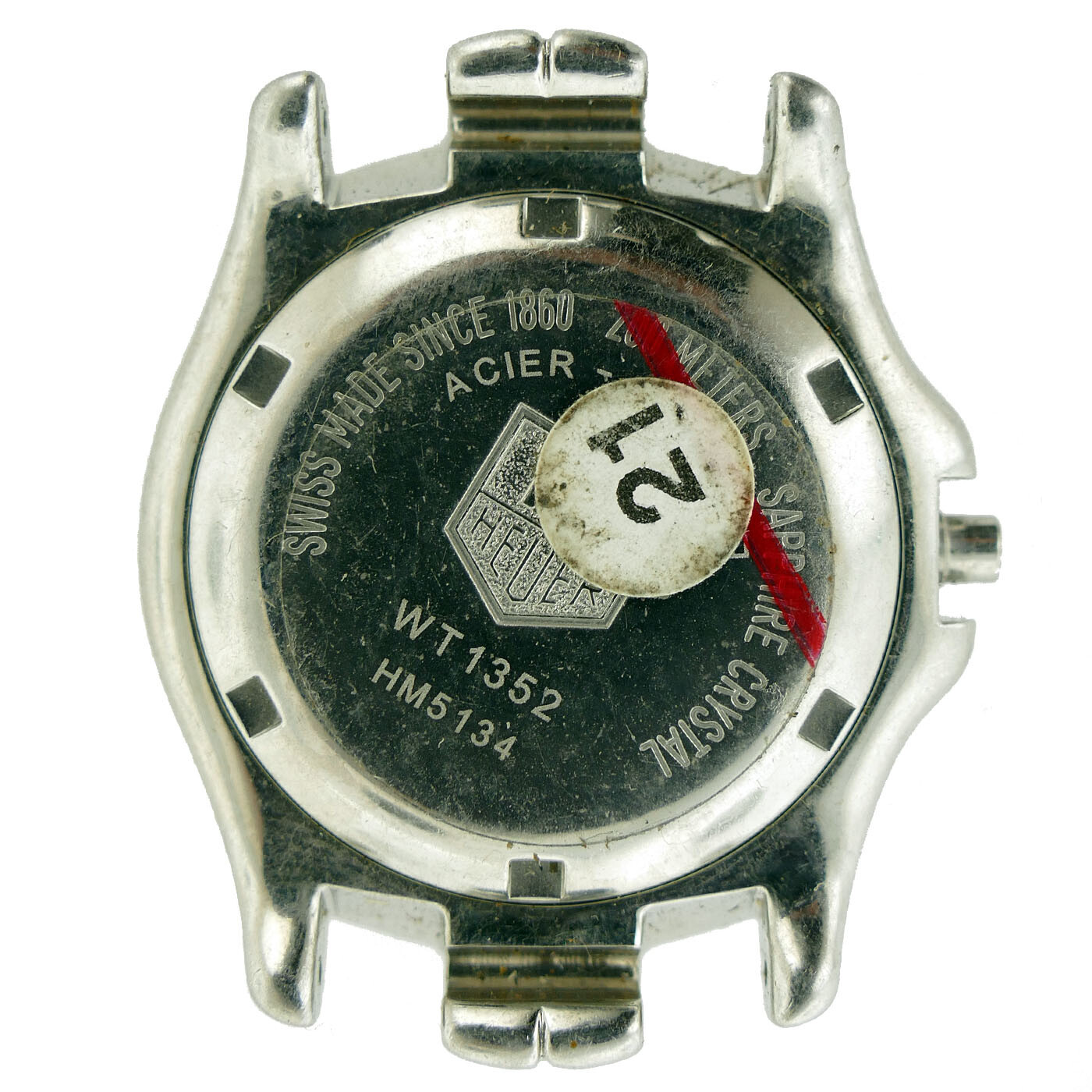 TAG HEUER WT1352 LINK STAINLESS STEEL MIDSIZE WATCH CASE FOR PARTS OR REPAIRS